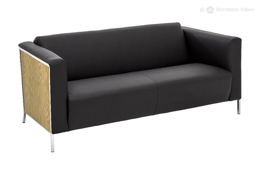  Диван офисный 2-х местный Vispo OAK 2 DAKOTA black Дуб светлый/Искусственная кожа черная - фото товара 1 из 1