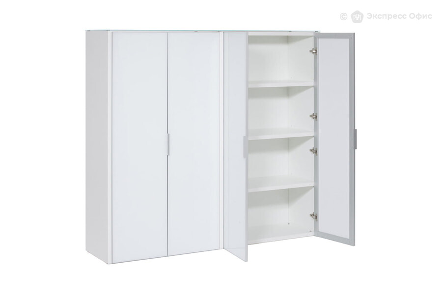  Шкаф для документов (4 двери) Gala LIB4/980 +2*LIBW/980 WHITE crvGLASS Белый/Стекло светлое - фото товара 1 из 3
