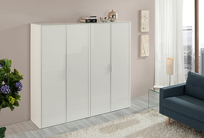 Шкаф для документов + гардероб (4 двери) Gala LIB4/980 + LIBW/980 + LIBSH/980 WHITE crvGLASS - фото товара 4 из 7