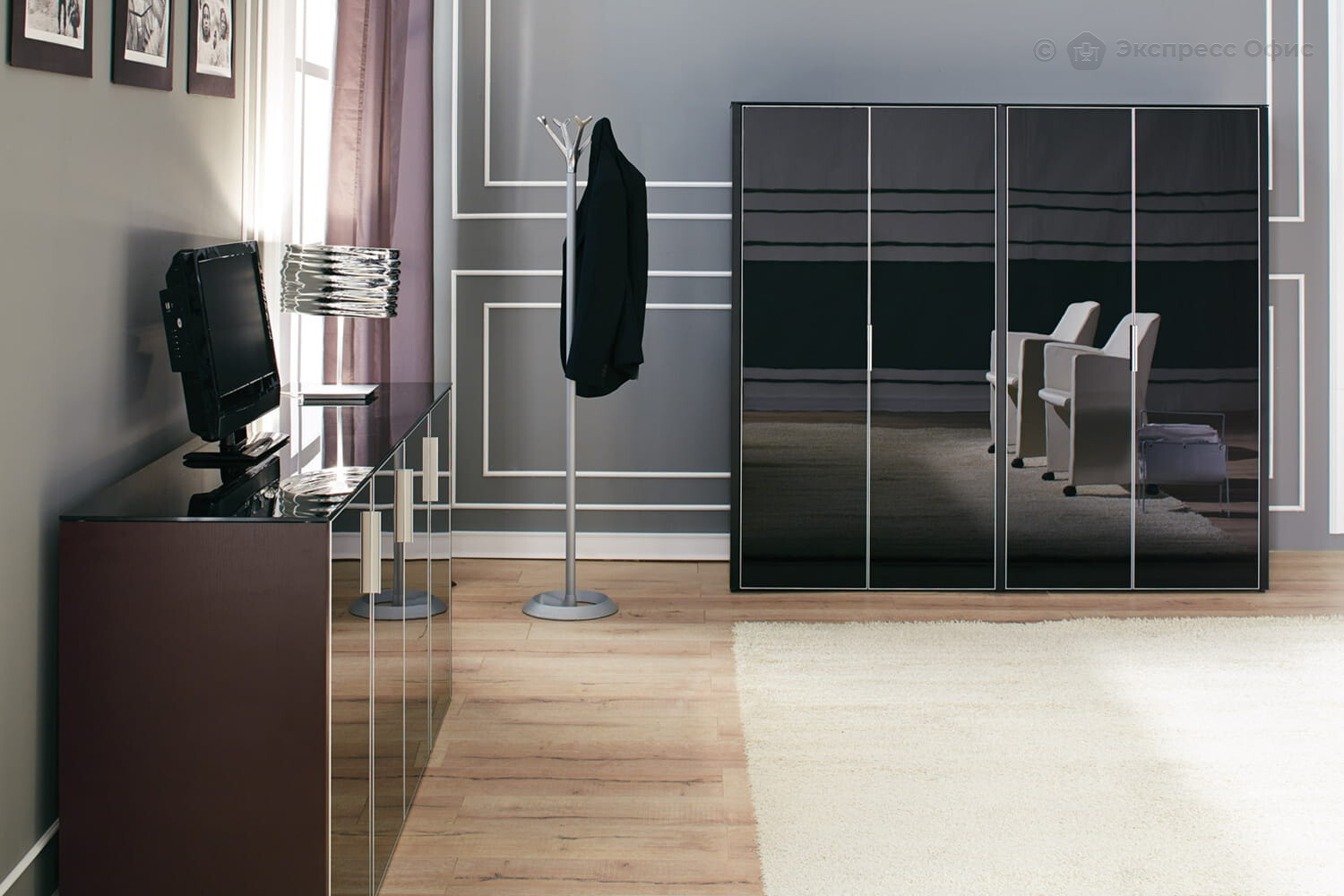 Каркас шкафа высокого (4 двери) Gala LIB4/899 BLACK GLASS - фото товара 5 из 7