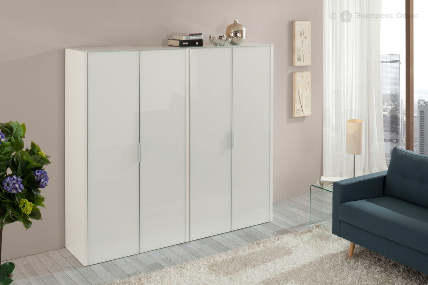 Шкаф для документов (4 двери) Gala LIB4/980 +2*LIBW/980 WHITE crvGLASS - фото товара 3 из 5