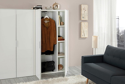 Шкаф для документов + гардероб (4 двери) Gala LIB4/980 + LIBW/980 + LIBSH/980 WHITE crvGLASS - фото товара 5 из 7