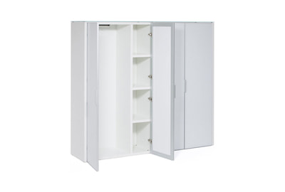 Шкаф для документов + гардероб (4 двери) Gala LIB4/980 + LIBW/980 + LIBSH/980 WHITE crvGLASS - фото товара 1 из 7