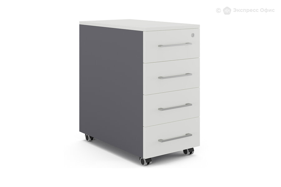  Тумба для документов мобильная Kobor TМ4-40/50 Белый премиум/RAL 7024 (графит муар) - фото товара 1 из 3