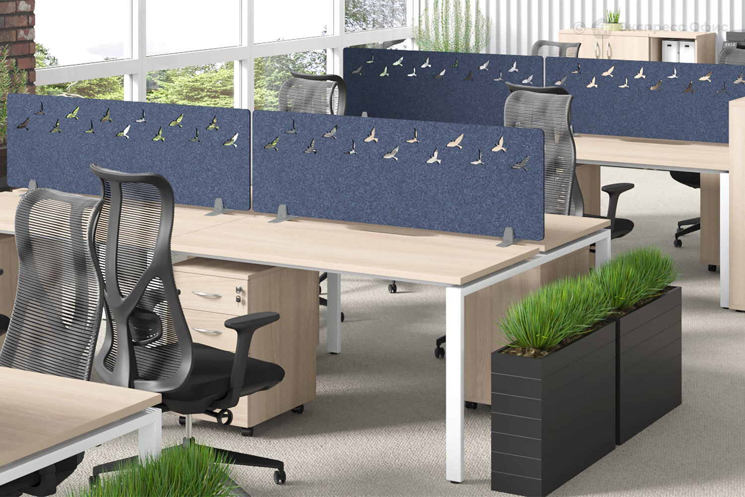 Акустический экран фронтальный Forest Office A103.1605.R.05 ECO Felt Синий  шторм — купить в Екатеринбурге, цены в интернет-магазине «Экспресс Офис»