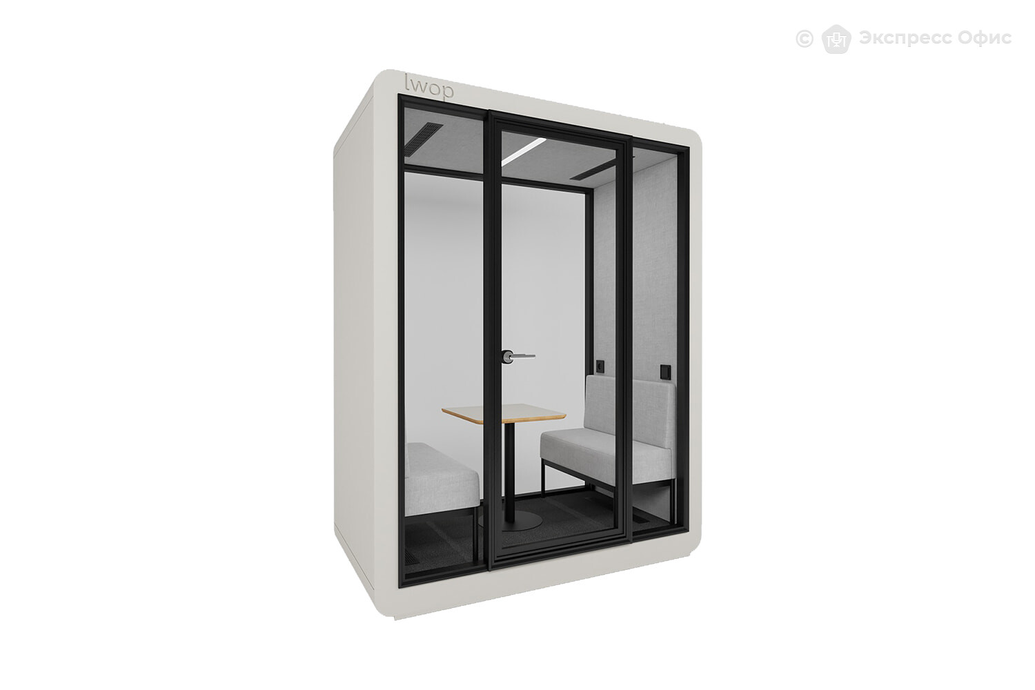 Акустическая кабина LWOP DOUBLE glass (профиль черный, задняя стенка стекло) - фото товара 1 из 4