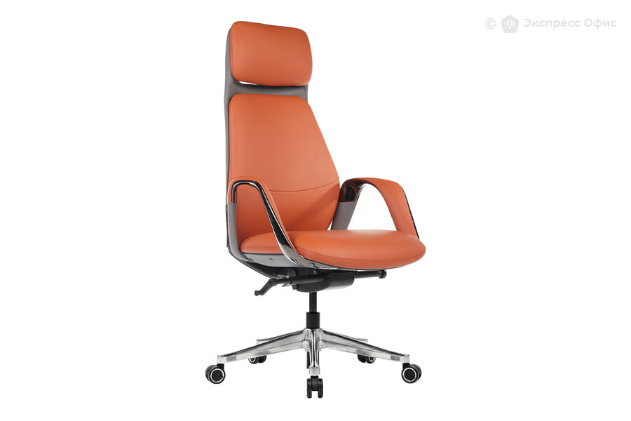  Кресло для руководителя RV Design Napoli YZPN-YR020 Кожа оранжевая/Кожа серая - фото товара 1 из 3