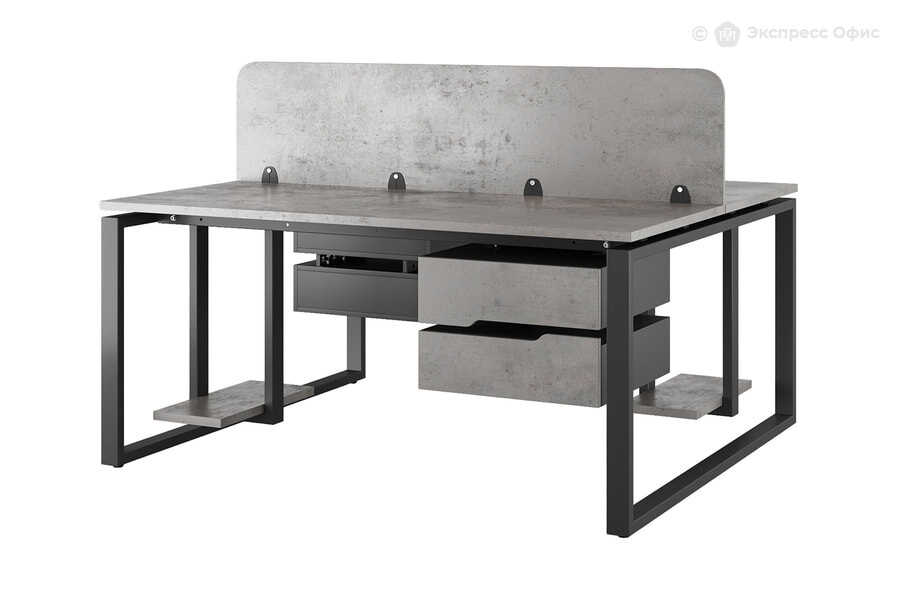  Стол-бенч Kobor O1/2-120/140 Бетон чикаго F186 ST9/Черный муар RAL9005 - фото товара 2 из 3