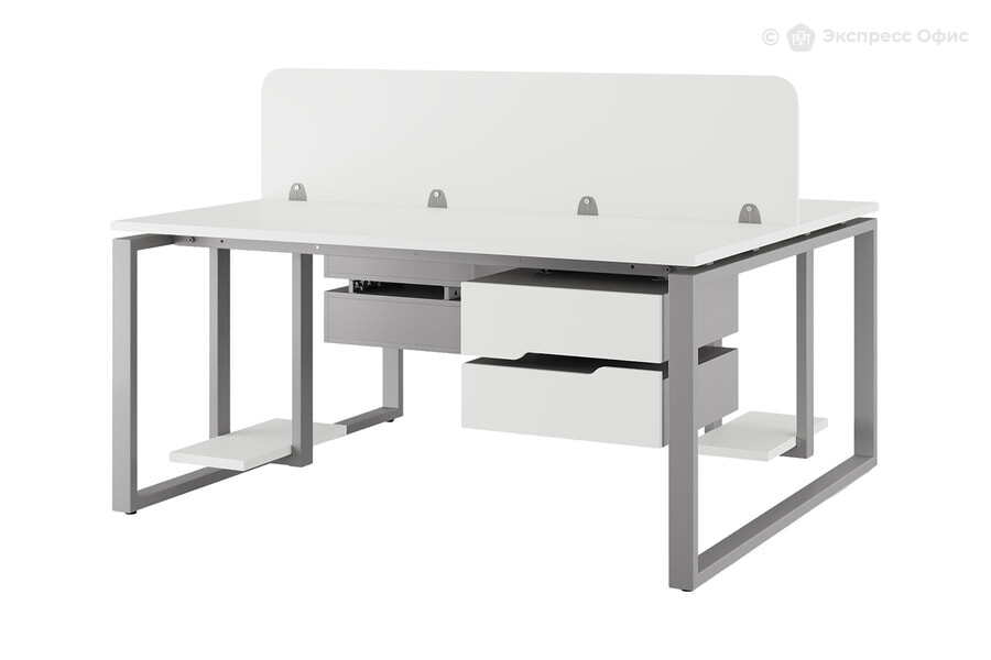  Стол-бенч Kobor O1/2-100/120 Белый премиум W1000 ST9/Алюминиевый металлик RAL9006 - фото товара 2 из 3