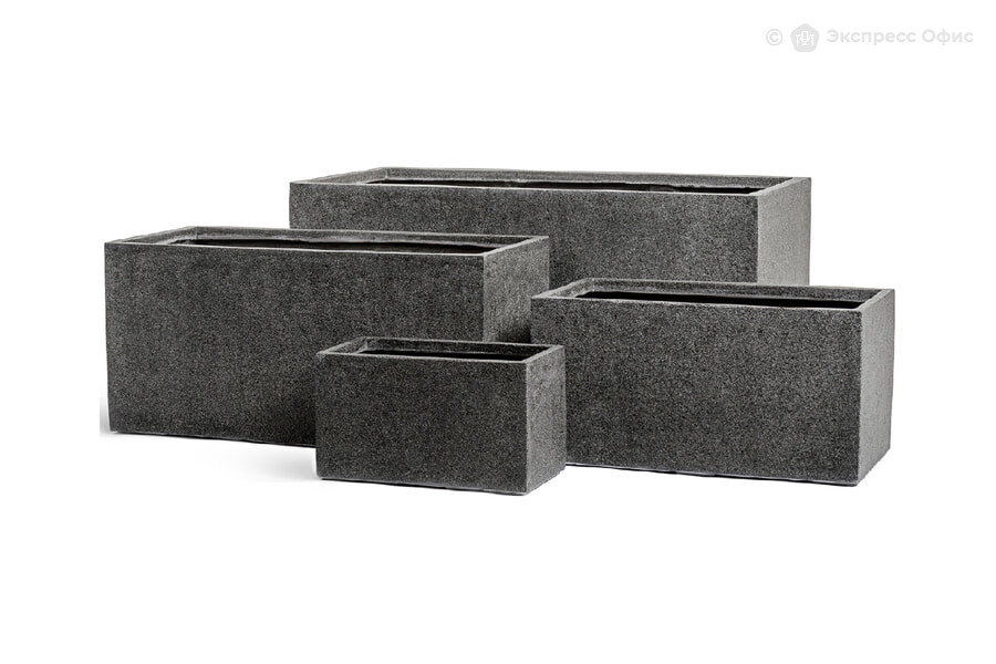  Кашпо низкий прямоугольник 45 см Treez Effectory Stone Тёмно-серый камень - фото товара 1 из 3