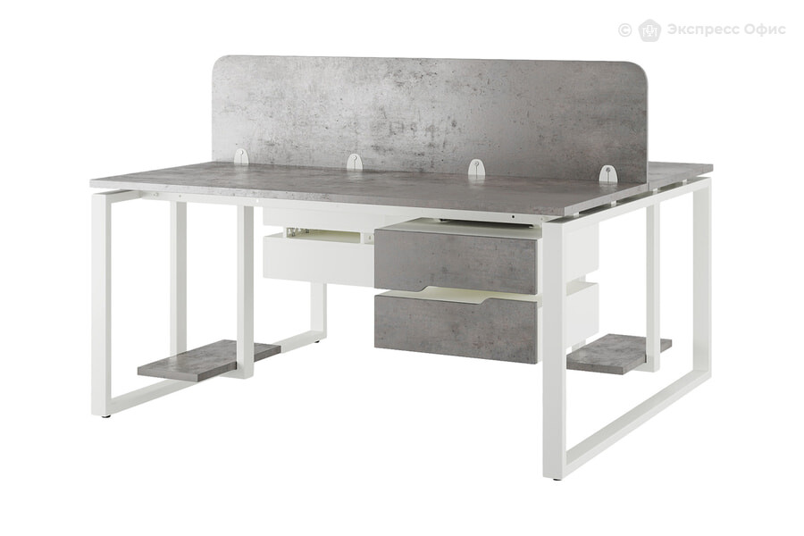  Стол-бенч Kobor O1/2-80/120 Бетон чикаго F186 ST9/Белый муар RAL9016 - фото товара 2 из 3