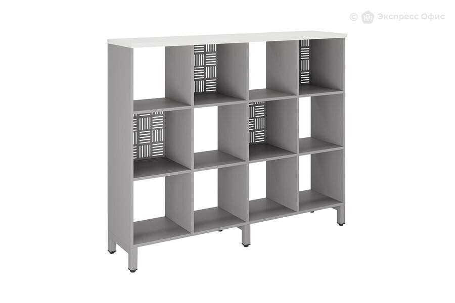  Стеллаж Kobor SQ-3Х4 Белый премиум W1000 ST9/Алюминиевый металлик RAL9006 - фото товара 1 из 3