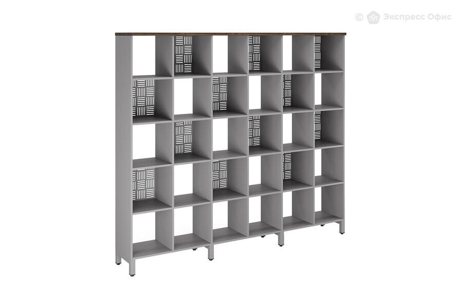  Стеллаж Kobor SQ-5X6 Дуб чарльстон H3154 ST36/Алюминиевый металлик RAL9006 - фото товара 1 из 3