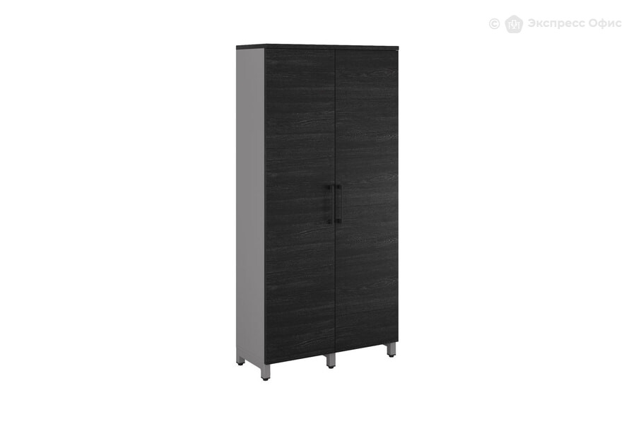  Шкаф для одежды распашной Kobor HRG-90/40/M Древесина графит H1123 ST22/Алюминиевый металлик RAL9006 - фото товара 1 из 3