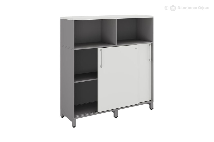  Тумба для документов Kobor HK/2/1-120/40/M Белый премиум W1000 ST9/Алюминиевый металлик RAL9006 - фото товара 2 из 3