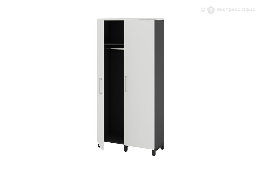  Шкаф для одежды распашной Kobor HRG-90/60/M Белый премиум W1000 ST9/Черный муар RAL9005 - фото товара 2 из 3