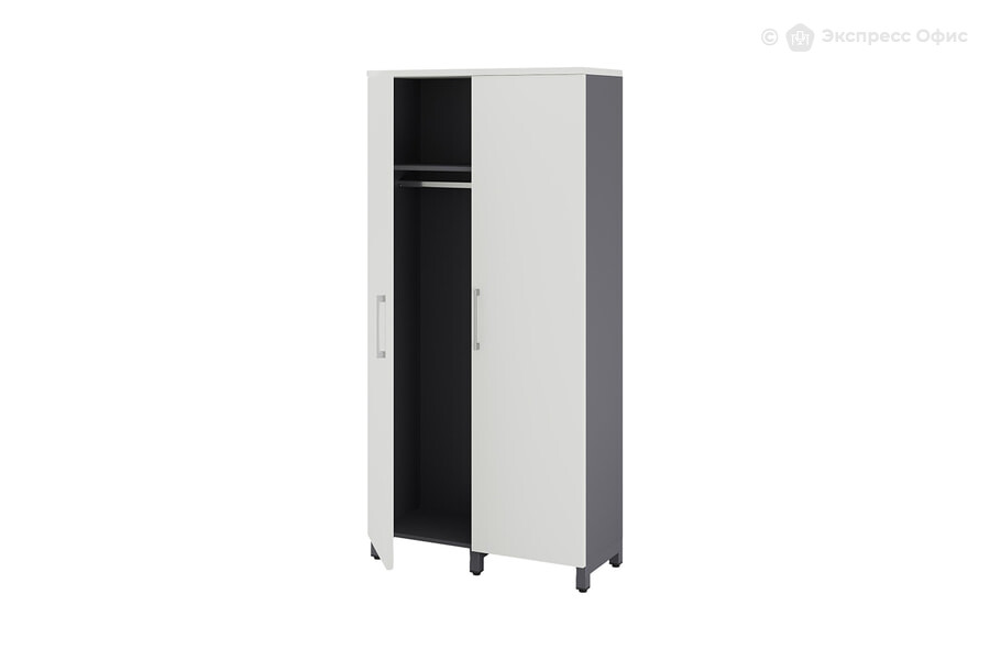  Шкаф для одежды распашной Kobor HRG-90/60/M Белый премиум W1000 ST9/Графит муар RAL7024 - фото товара 2 из 3