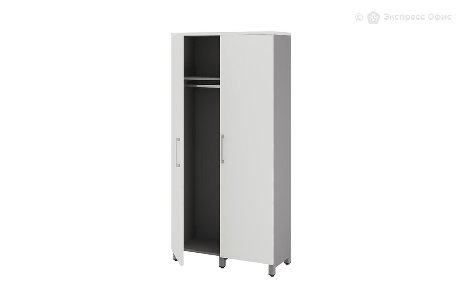  Шкаф для одежды распашной Kobor HRG-90/40/M Белый премиум W1000 ST9/Алюминиевый металлик RAL9006 - фото товара 2 из 3
