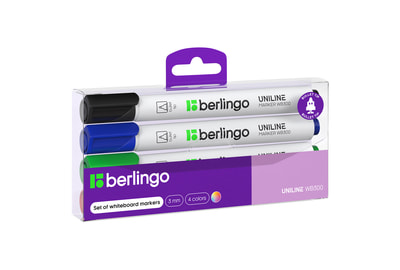 Набор маркеров для белых досок Berlingo Uniline WB300 3 мм, 4 штуки (BMc_30509) - фото товара 1 из 3