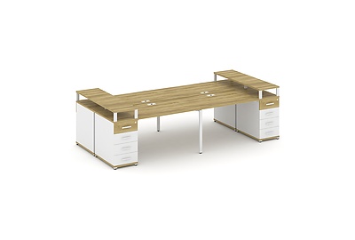 Стол-бенч на 4 места с двумя опорными тумбами Concept CN.DRS-442 W - фото товара 1 из 4