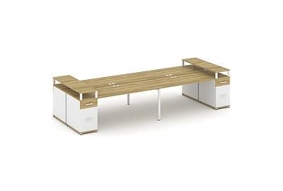 Стол-бенч на 4 места с двумя опорными тумбами Concept CN.DRS-448 W - фото товара 1 из 4