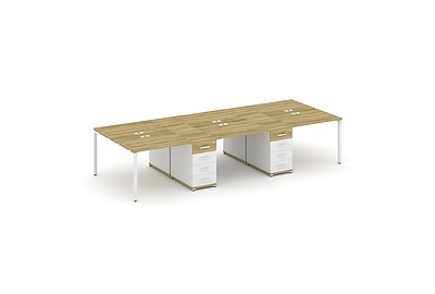 Стол-бенч на 6 мест с двумя опорными тумбами Concept CN.DRS-449 W - фото товара 1 из 4