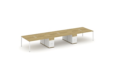 Стол-бенч на 6 мест с двумя опорными тумбами Concept CN.DRS-456 W - фото товара 1 из 4