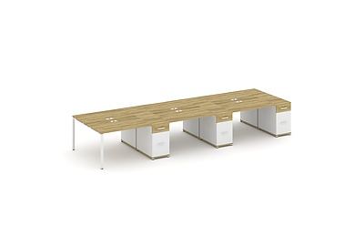 Стол-бенч на 6 мест с тремя опорными тумбами Concept CN.DRS-462 W - фото товара 1 из 4