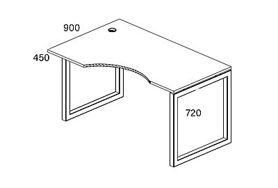 Письменный стол криволинейный левый на О-образном м/к Metal system quattro 40x40 40БО.СА-2 Л - фото товара 2 из 4