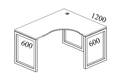 Стол письменный криволинейный правый на О-образном м/к Metal system quattro 40x40 40БО.СА-3 Пр - фото товара 2 из 4