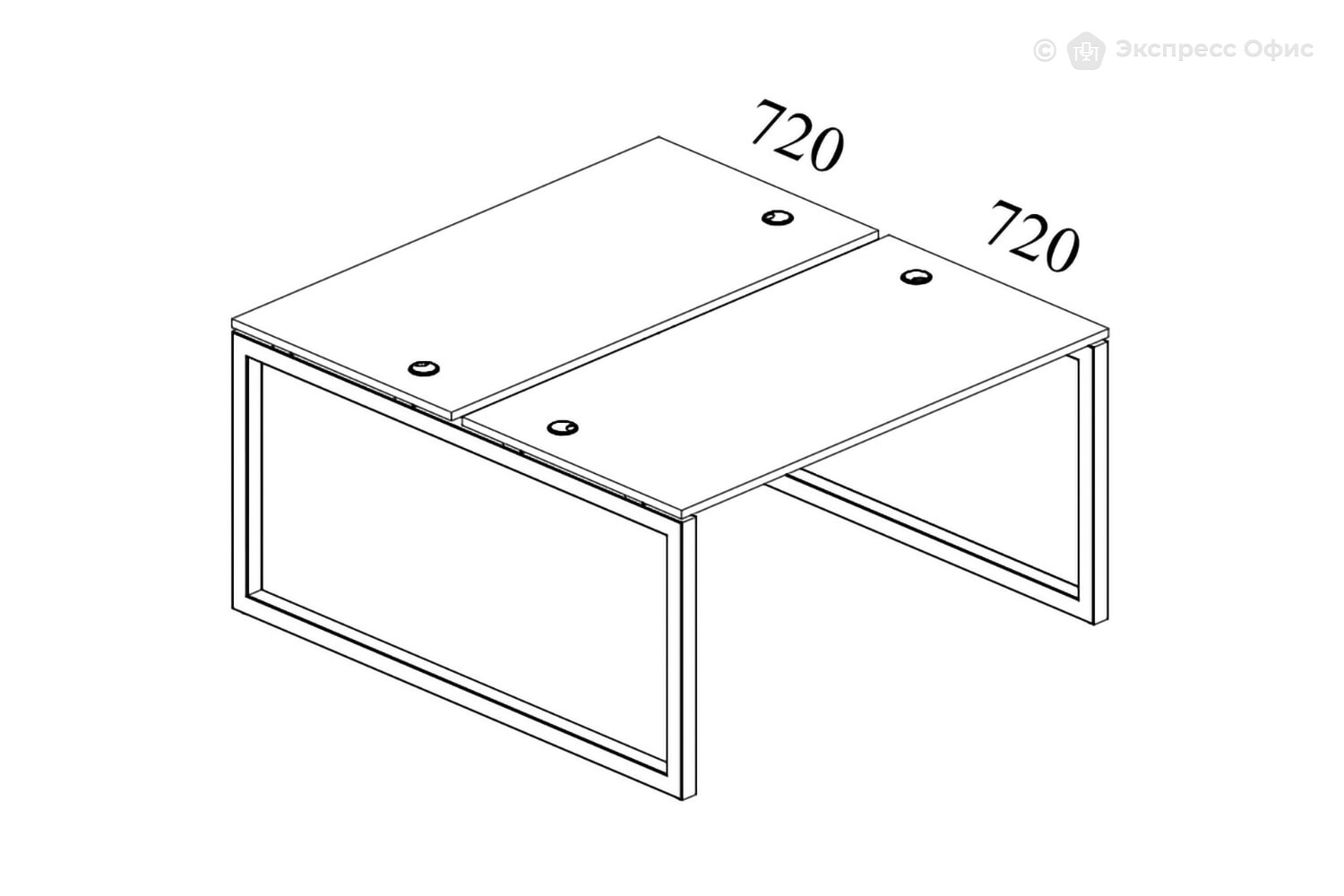 Стол-бенч двойной на О-образном м/к Metal system quattro 40x40 40БО.РАС-СП-2.3 - фото товара 2 из 5