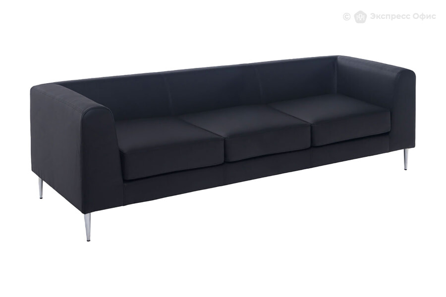  Диван офисный Eva up 3 Кожа черная Dakota black/Кожзам черный Dollaro 501 black/Хром - фото товара 1 из 1
