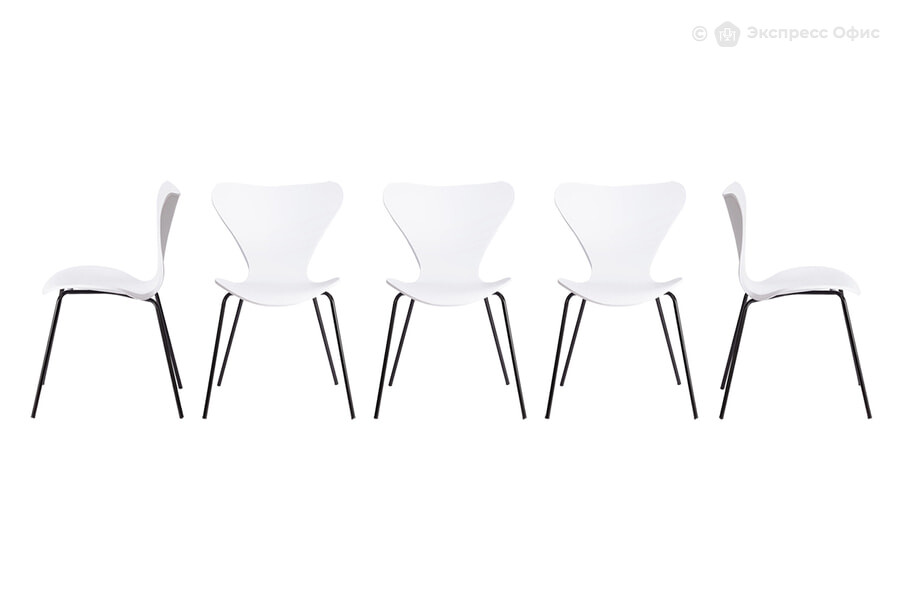  Стул обеденный (комплект 5 шт.) Jacobsen mod DC 102-1 Пластик белый/Металл черный - фото товара 1 из 3
