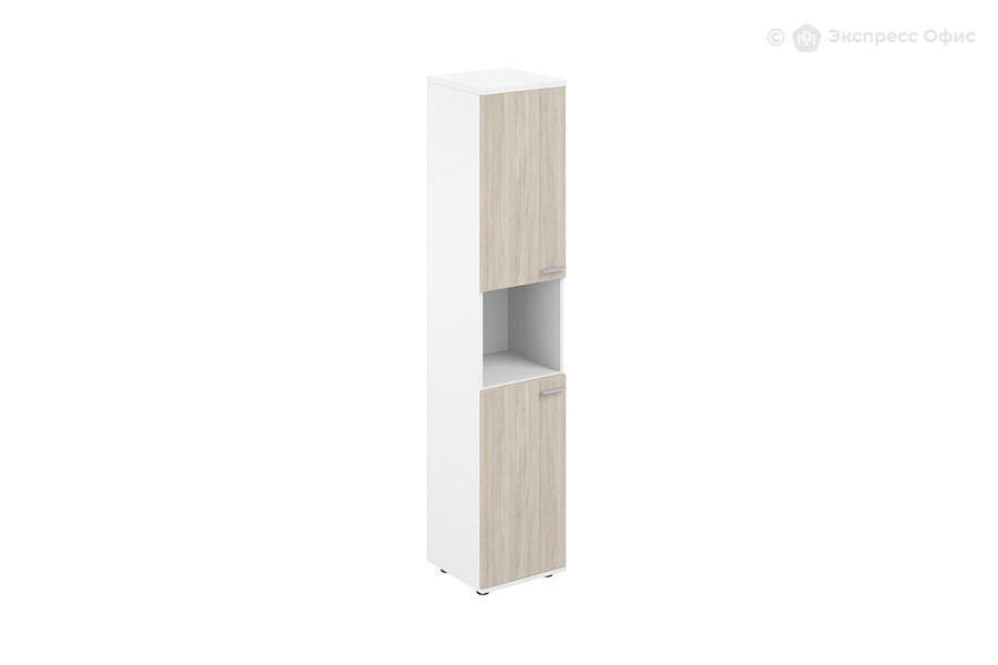  Шкаф для документов высокий с нишей левый Sigma SG.866.WH.OL.OL.L Белый/Дуб светлый - фото товара 1 из 1