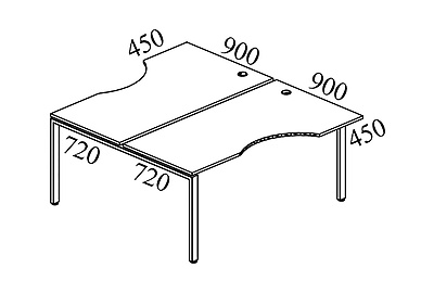 Стол-бенч двойной криволинейный Metal system style БП.РАС-СА-2.1 - фото товара 2 из 4