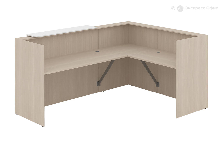  Стойка ресепшн угловая с фартуком Lounge 1КР-ДС.102 Шамони светлый/Белый - фото товара 2 из 3