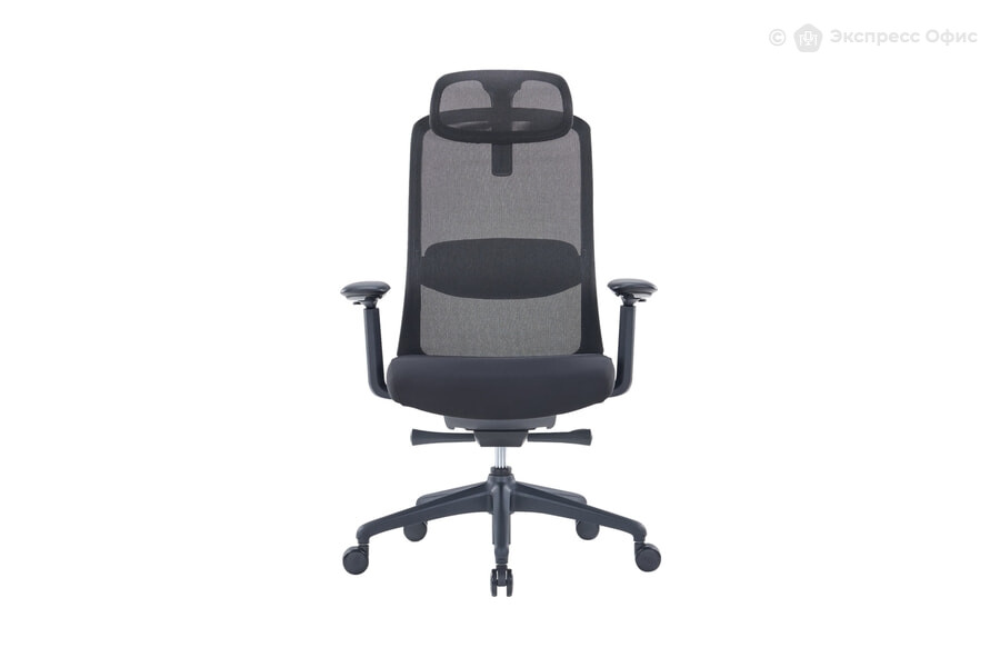  Кресло офисное с подголовником Kosmo KM4DSLNBNRNR Ткань черная - фото товара 2 из 3