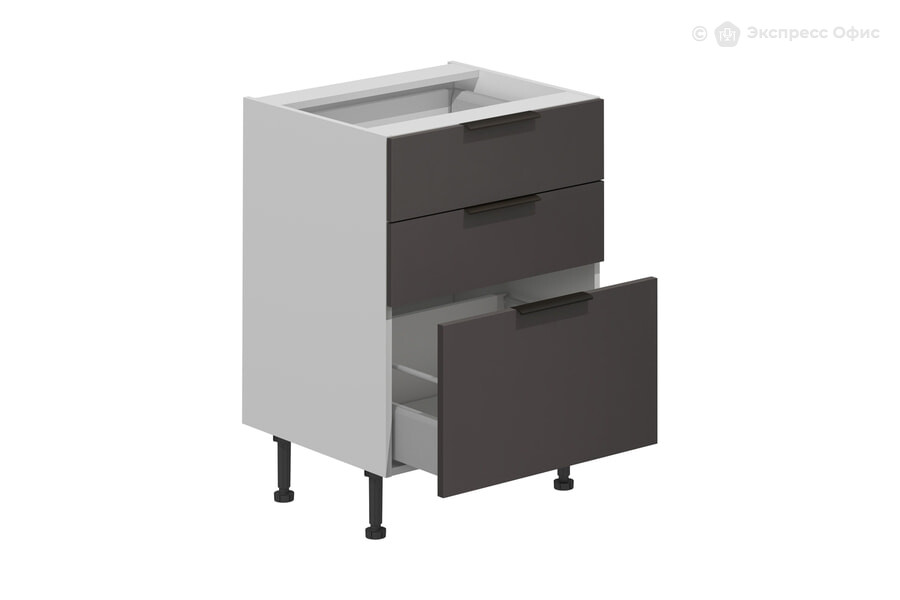  Шкаф кухонный (3 ящика) VOK B3DW_72_60 Темно-серый/Белый - фото товара 1 из 3