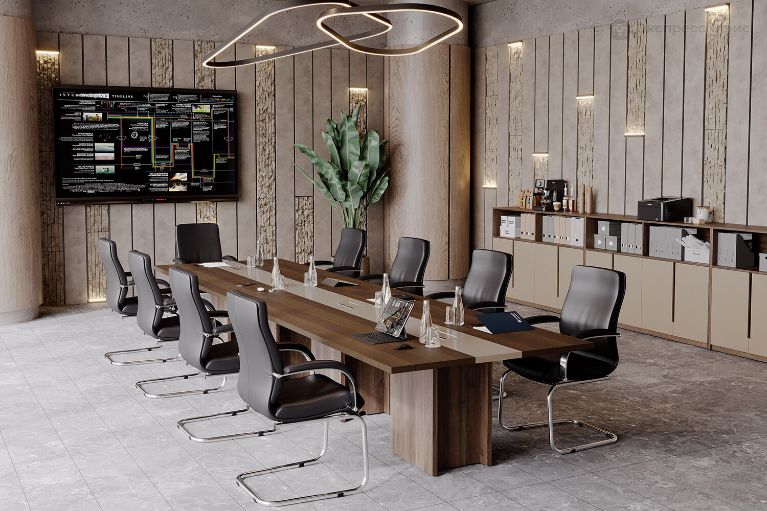  Стол для переговоров Artwood ATW37970023 Дуб капучино/Бежевый - фото товара 2 из 3