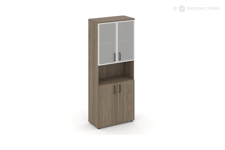  Шкаф для документов высокий широкий Style Project SN.STS.E-106 Вяз благородный/Стекло сатин/Черный - фото товара 1 из 1