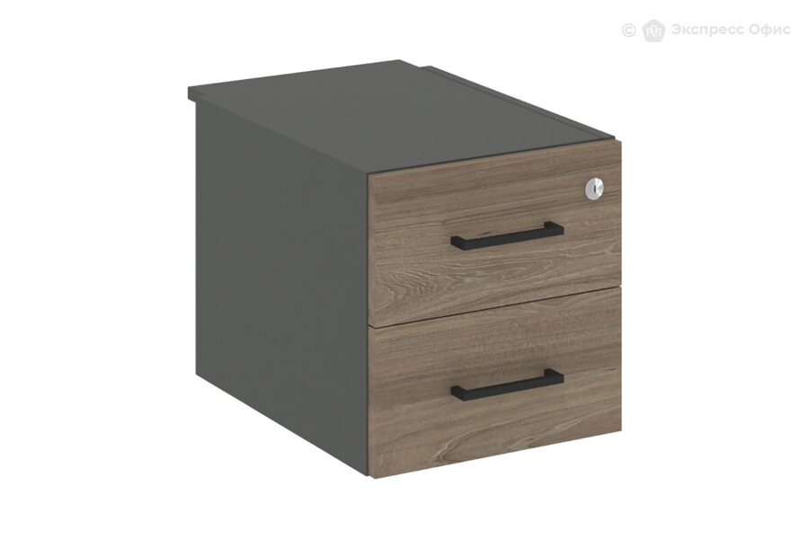  Тумба для документов с 2 ящиками (для стола глубиной 600 мм) Style Project SN.TP-031 Антрацит/Вяз благородный/Черный - фото товара 1 из 1