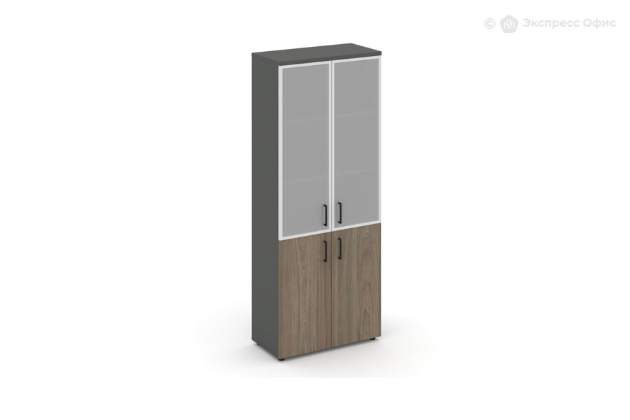  Шкаф для документов высокий широкий Style Project SN.STS.E-103 Антрацит/Вяз благородный/Стекло сатин/Черный - фото товара 1 из 1