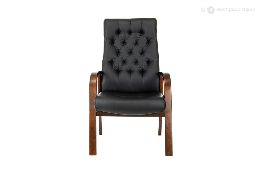  Стул офисный Бюрократ T-9928WALNUT-CF/B Кожа черная/Орех - фото товара 2 из 3