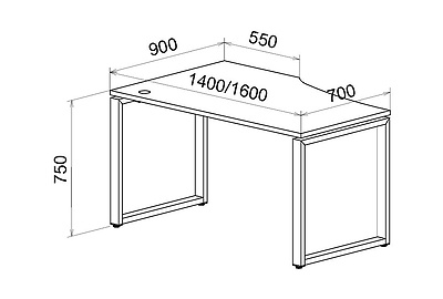 Стол письменный эргономичный, правый, на металлокаркасе с сечением 60x30, парящий эффект Avance 6М-О.623 - фото товара 2 из 4
