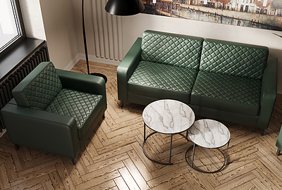 Экокожа зеленая (Domus green)/Металл черный