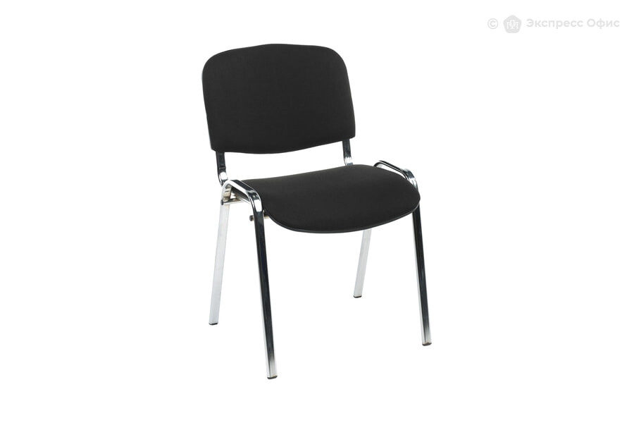  Стул офисный ИЗО хром Ткань черная ТК-1 - фото товара 1 из 3