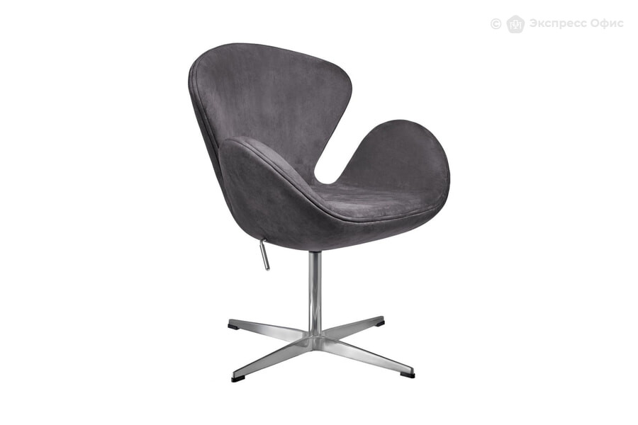  Кресло дизайнерское Swan Style Chair FR 1046 Искусственная замша темно-серая/Хром - фото товара 1 из 3