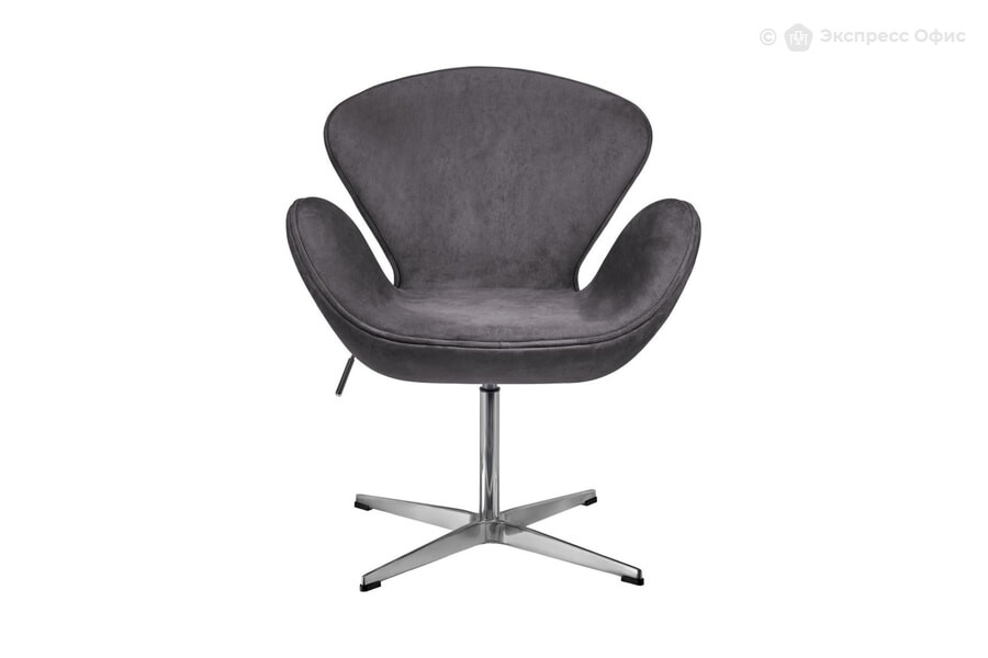  Кресло дизайнерское Swan Style Chair FR 1046 Искусственная замша темно-серая/Хром - фото товара 2 из 3