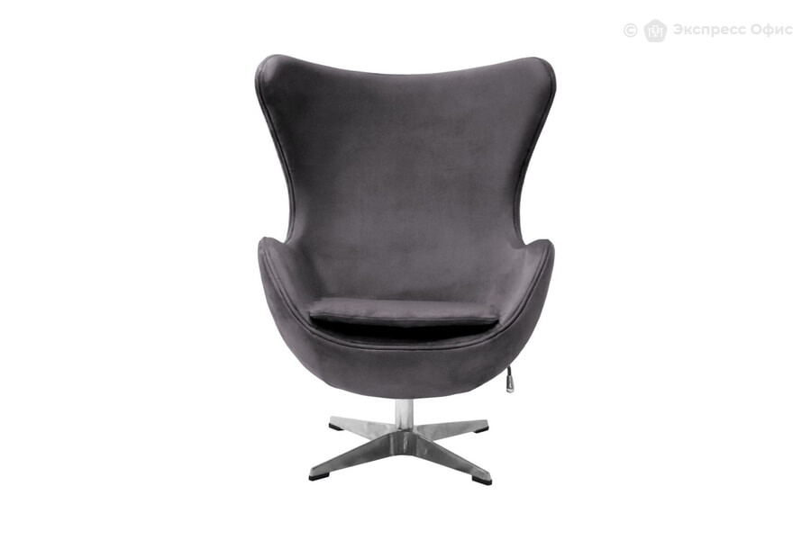  Кресло дизайнерское Egg Style Chair FR 1048 Искусственная замша темно-серая/Хром - фото товара 2 из 3