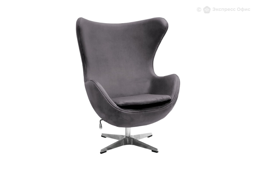  Кресло дизайнерское Egg Style Chair FR 1048 Искусственная замша темно-серая/Хром - фото товара 1 из 3